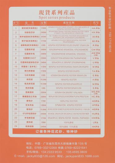 1/14NM 纖絲絨（磨毛紗）