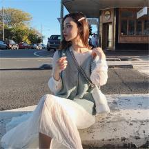 小清新少女無袖針織毛衣背心